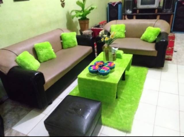 Taplak + 5 bantal sofa rasfur...Bantal ukuran 35 cm...taplak 150 cm x 50 cm