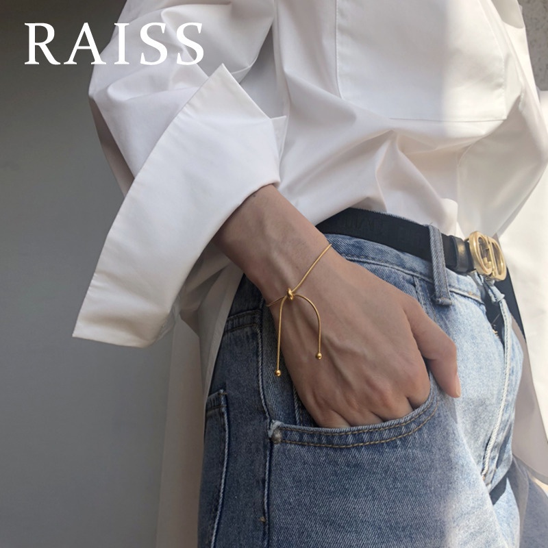 Gelang Bola Korea Material Titanium Steel Gold Gaya Vintage