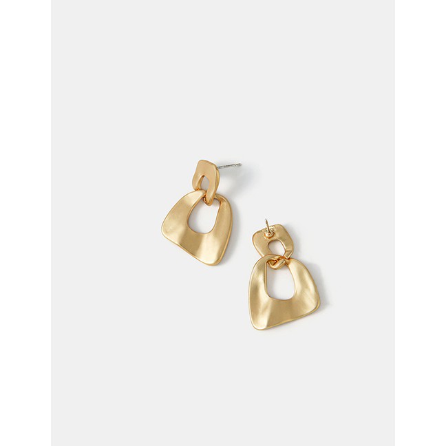 LRC Anting Tusuk Fashion Matte Golden Geometric Irregular Stud Earrings In Matte Alloy D84666