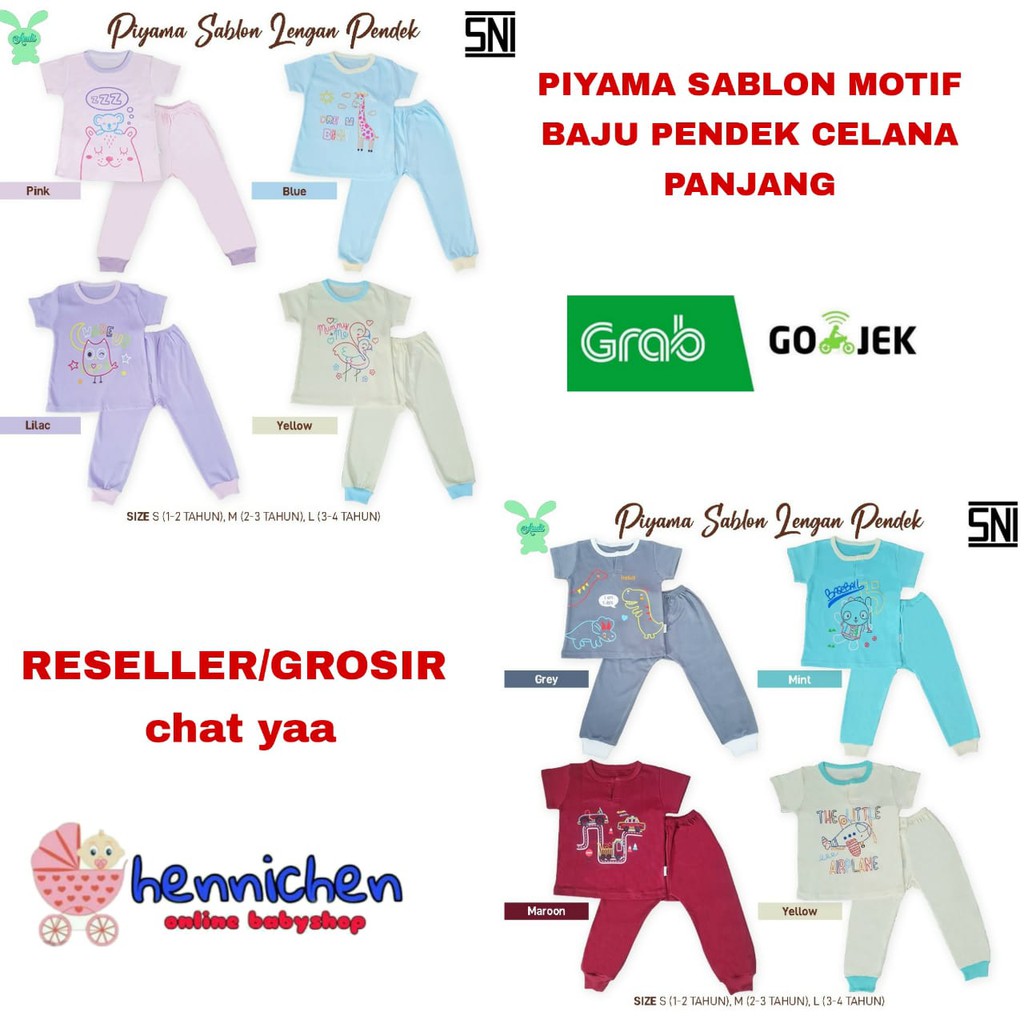 Aruchi Setelan sablon Panjang - Aruchi piyama bayi/Aruchi baby/Baju Pendek celana panjang