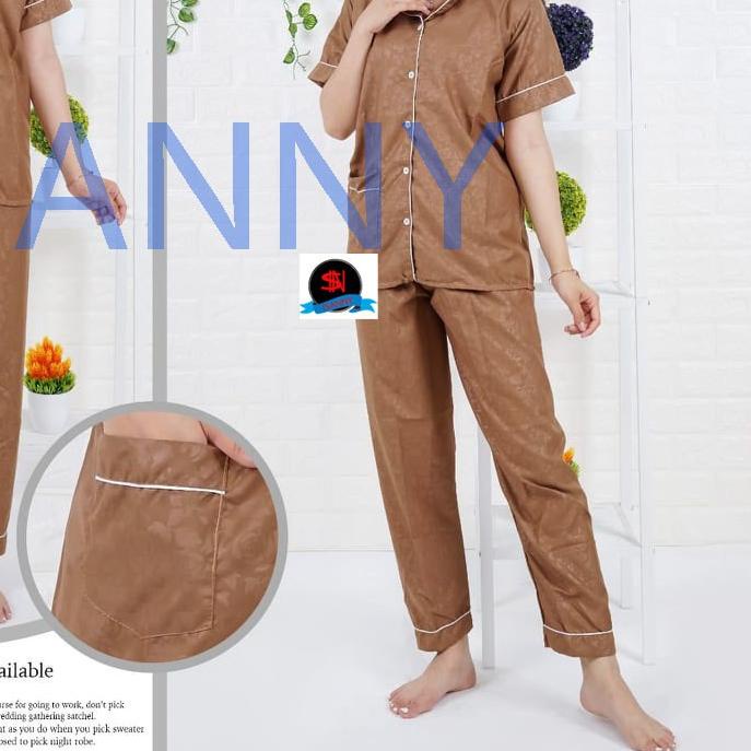 ♫ ISANNY PIYAMA SET SATEN EMBOS CP SIZE.L/BAJU TIDUR//PIYAMA DEWASA/REAL PICT ➧