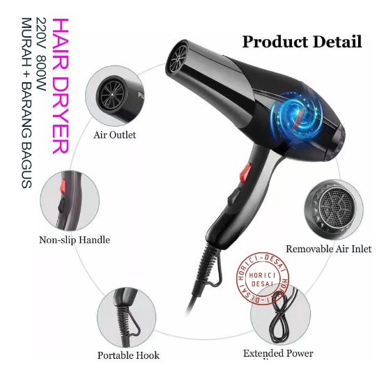 Hair dryer 800W Hair dryer asli untuk toko tukang cukur 800W Pengering Rambut Termurah Daya tinggi