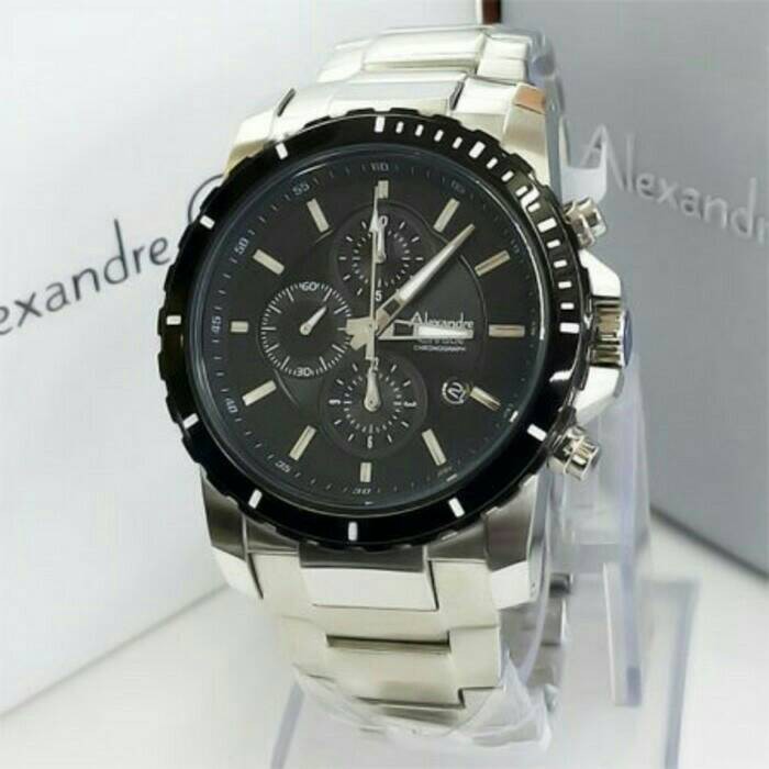 JAM TANGAN Alexandre Christie Ac 6141 / 6141MC SilverBlack Original & Bergaransi