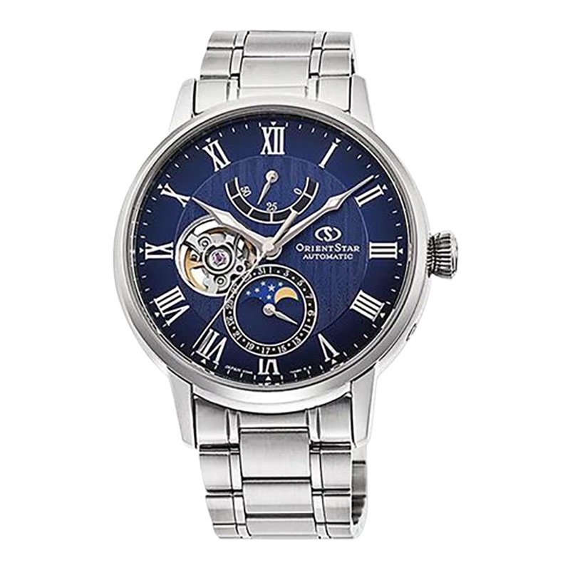 Jam Tangan Pria Orient Star Classic RE-AY0103L Automatic Men Open Heart Blue Dial Stainless Steel St