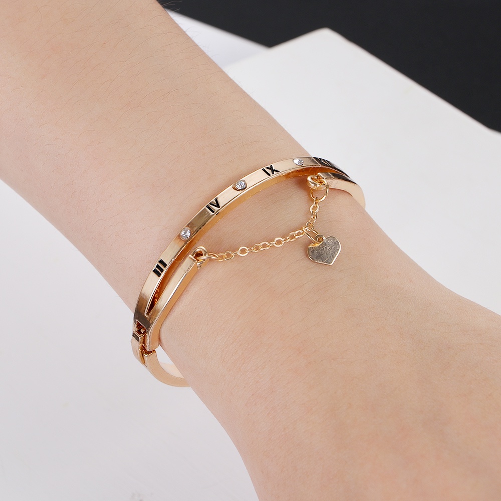 (GS) GELANG TANGAN WANITA BAHAN TITANUM VARIASI RANTAI LOVE HIASAN TANGAN WANITA