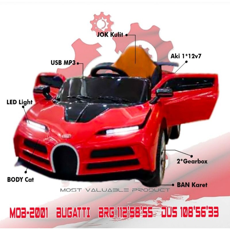 mainan anak mobil aki bugatti mob 2001