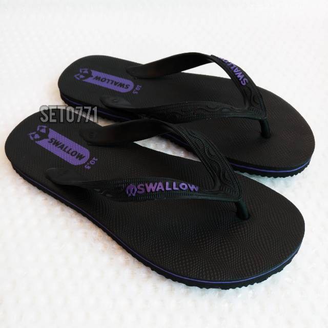 Sandal Japit M02 Swallow Hitam Unisex Sendal Jepit Black Pearl Original Pria Wanita Cowok Swalow-2