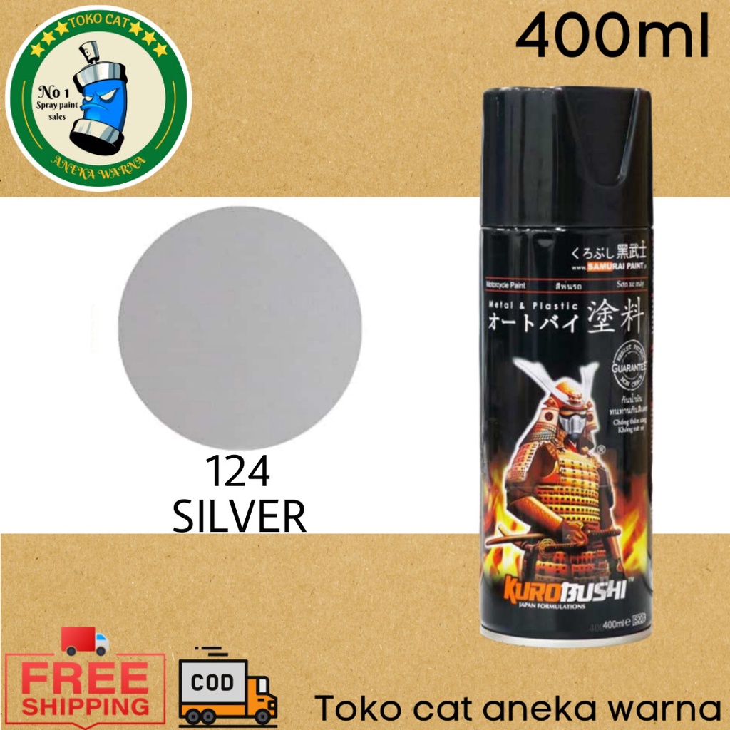 SAMURAI PAINT 124 SILVER 400ml CAT SEMPROT SPRAY PAINT PILOK PILOX