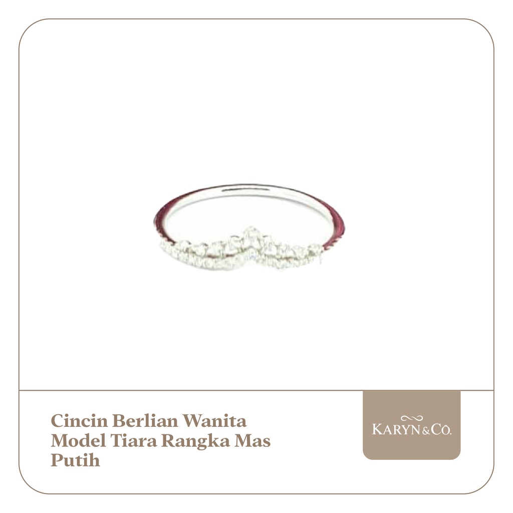 Cincin Berlian Wanita Model Tiara Rangka Mas Putih