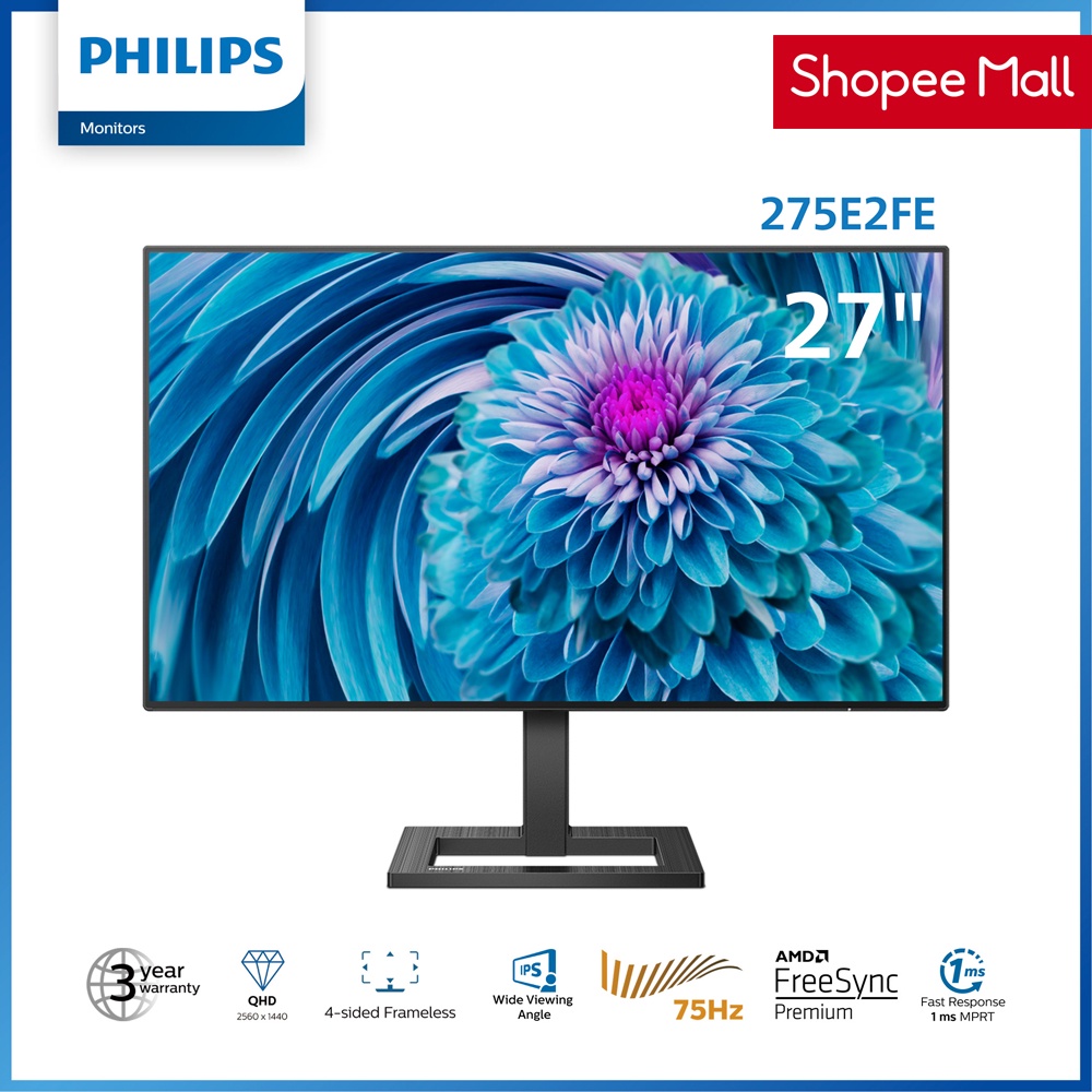 Philips Monitor 275E2FE 27" E Line QHD LCD Monitor