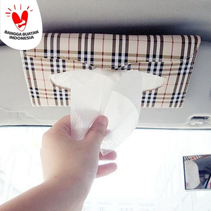 Tempat Tisu Tissue Mobil Premium Burberry / Kotak Tisu Cream Kotak