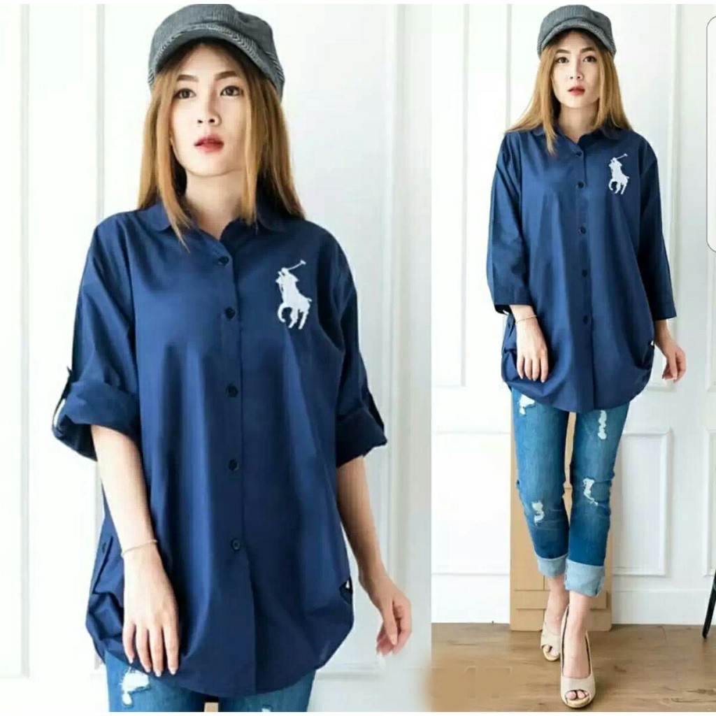 Baju Atasan Kemeja Wanita Polo Bordir