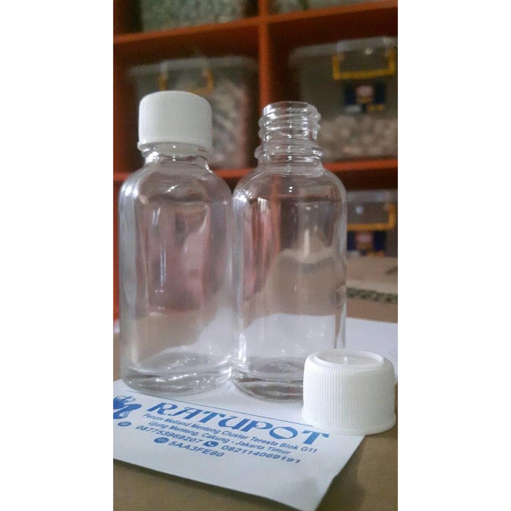 BOTOL 30 ML KACA BENING TEBAL ULIR PUTIH