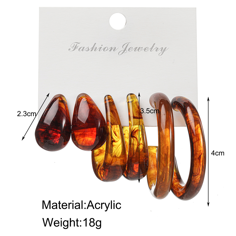 Set Anting Resin Bahan Akrilik Warna Permen Gaya Retro Untuk Wanita