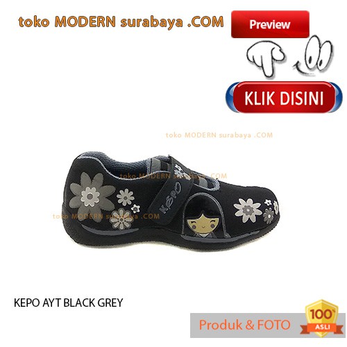 KEPO AYT BLACK GREY sepatu anak velcro casual