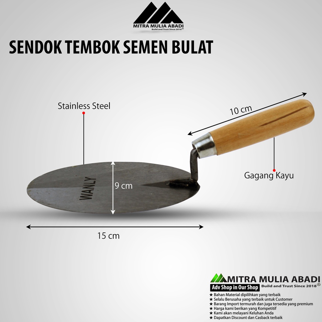 Sembok Tembok Semen Aduk Bulat 6&quot;