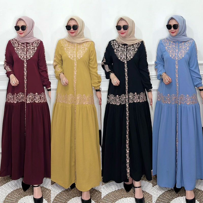 Gamis Crinkle Airflow Bordir 08