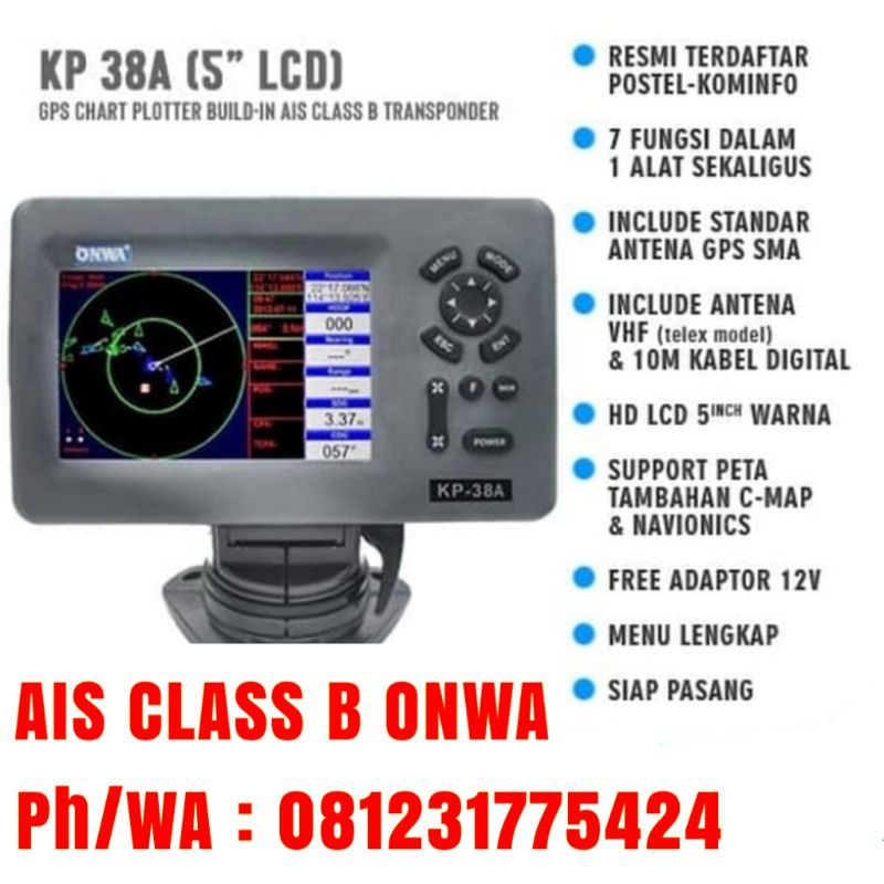AIS Class B Transponder dan Chart plotter ONWA KP-38A