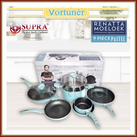 Cookware 13 Set / Panci 13 Set / Panci Serbaguna / Panci Multifungsi / Vortuner Panci Pastel Set 9P