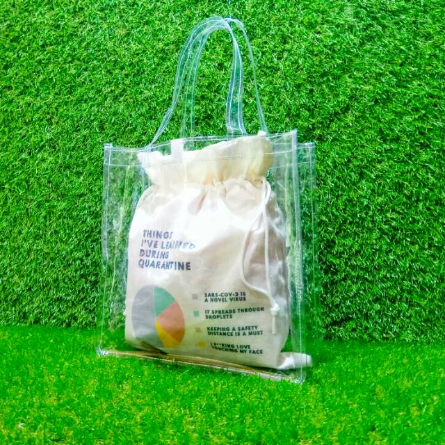 

25x25x10 Tanpa MIn Order / Mika Polos Full Size M / Tas PVC Transparan Premium / Tas Parcel Lebaran Premium