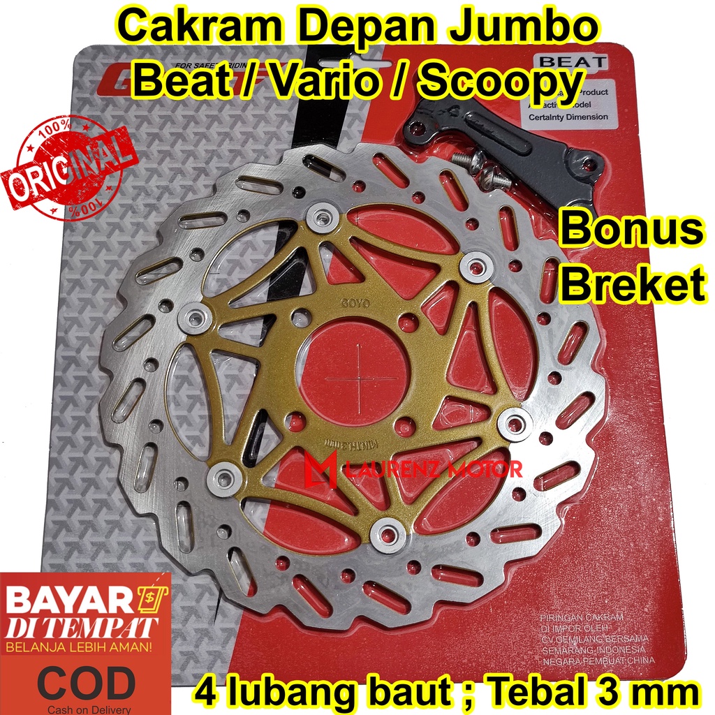 Piringan Cakram Depan Beat Vario Scoopy Spacy Ukuran Besar Jumbo Variasi Bonus Breket