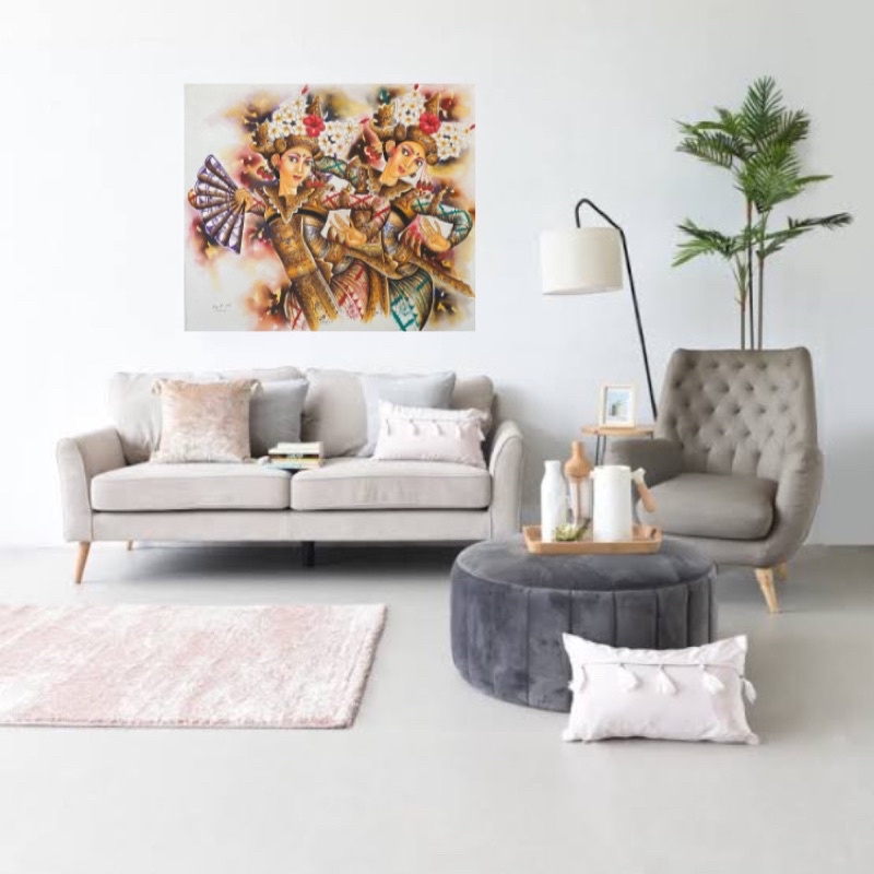 lukisan penari legong bali ukuran 70 X 80