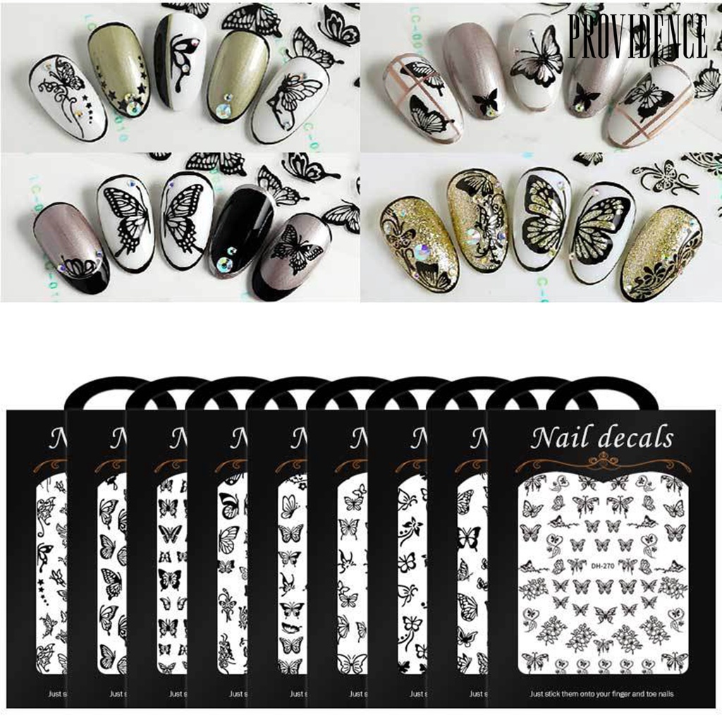 Providence Manicure Decal Delicate Exquisite Glue-free Hollow Butterfly Nail Art Transfer Sticker for Women