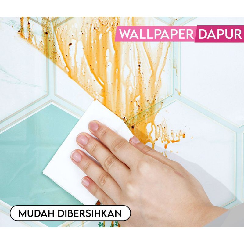 WM Shop Wallpaper Dapur Lebar 60cm Stiker Dinding Dapur Anti Noda Tahan Panas