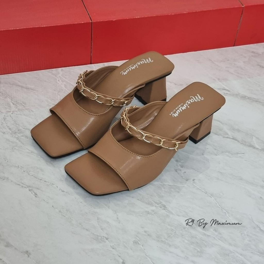 R9 MAXIMU - Estela  Sandal Wide Strap Heels Tali Rantai