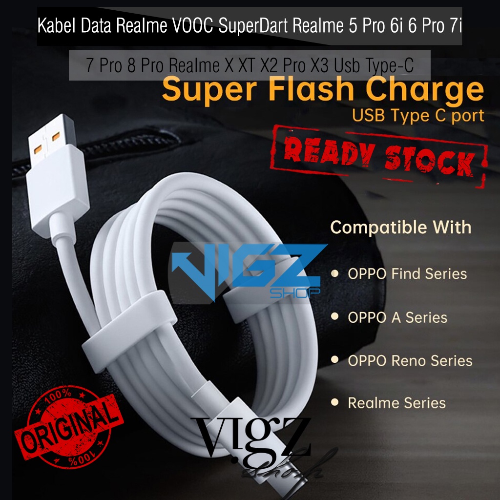 Kabel Data Charger Realme GT Neo2 X / X2 / Pro / X3 SuperZoom / Narzo 20 Pro / Narzo 30 Pro GT Master Edition Neo2 Dart Charge SuperVOOC Original 100%