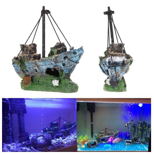 Aksesoris Aquarium Kapal Perahu Bajak Laut - Dekorasi Hiasan Akuarium Aquascape