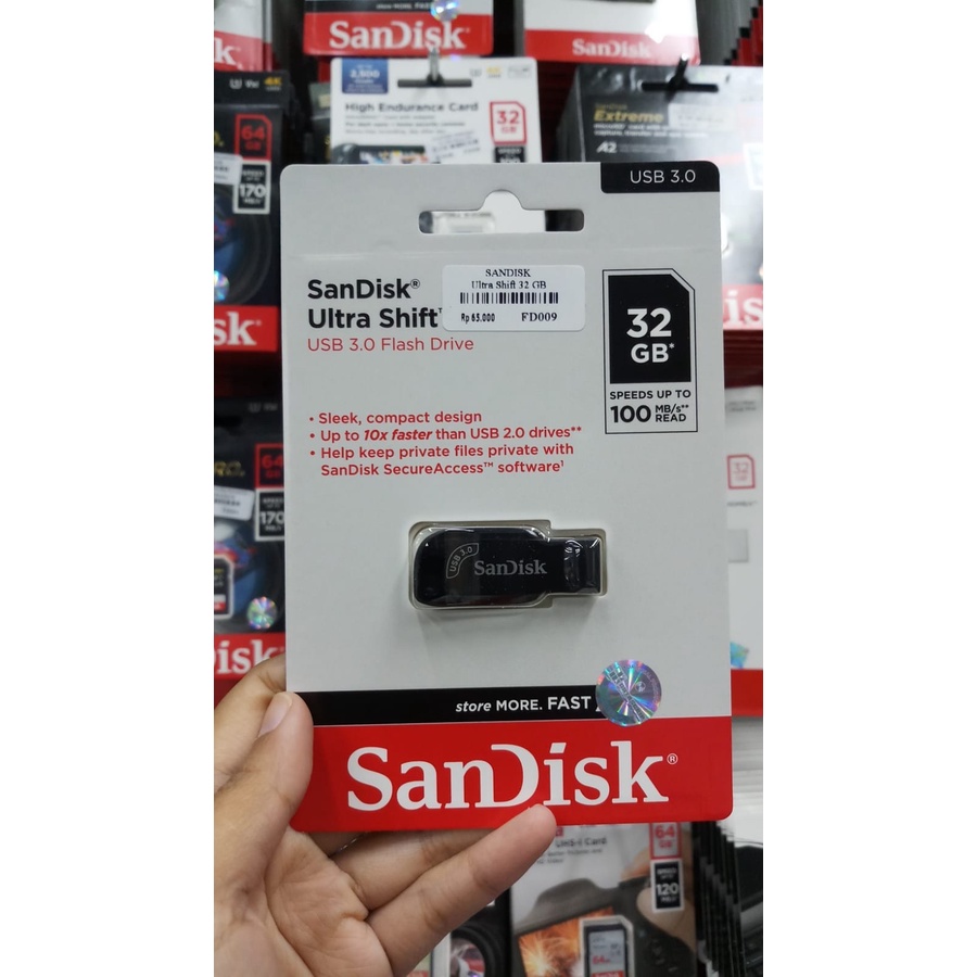 Sandisk Ultra Shift CZ410 USB3.0 Flashdisk USB Drive 32gb 64gb 128gb 256gb