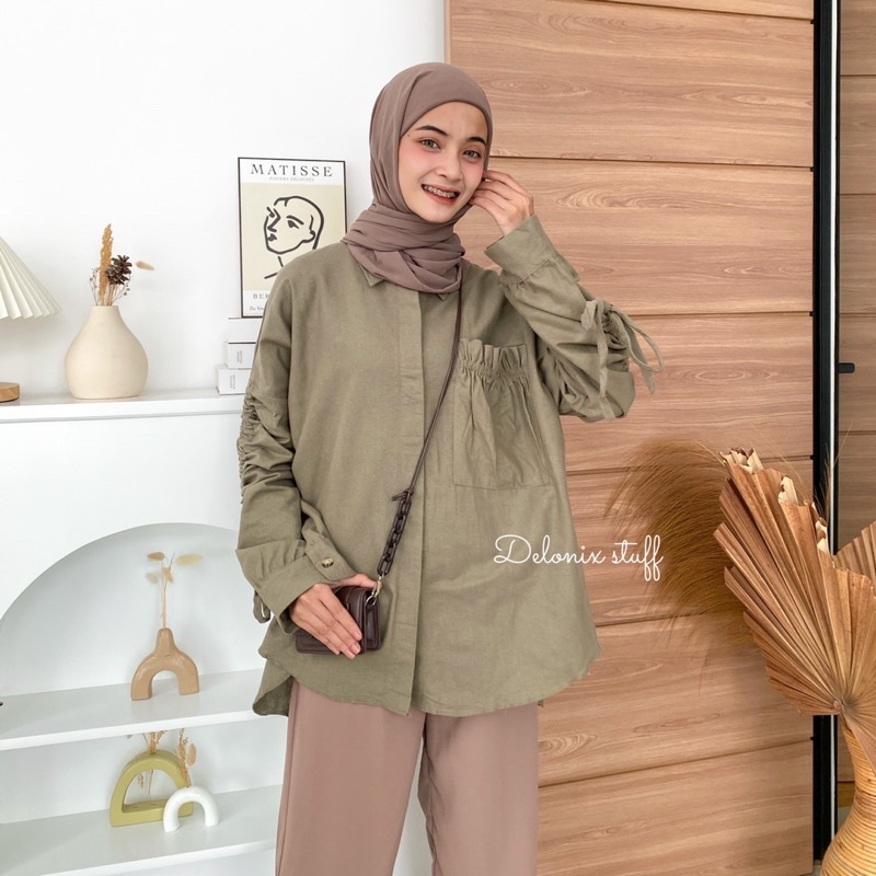 Olivie oversize kemeja serut