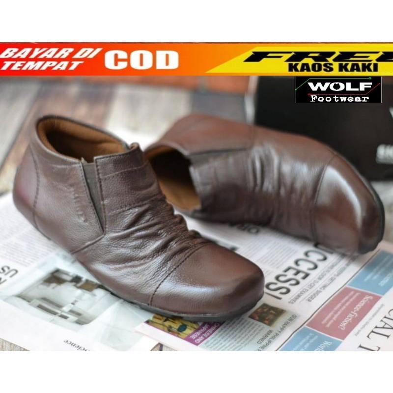 COD Sepatu Pantofel Kulit Sapi Asli Formal Pria Kerja Santai Nongkrong Gaya Baraya