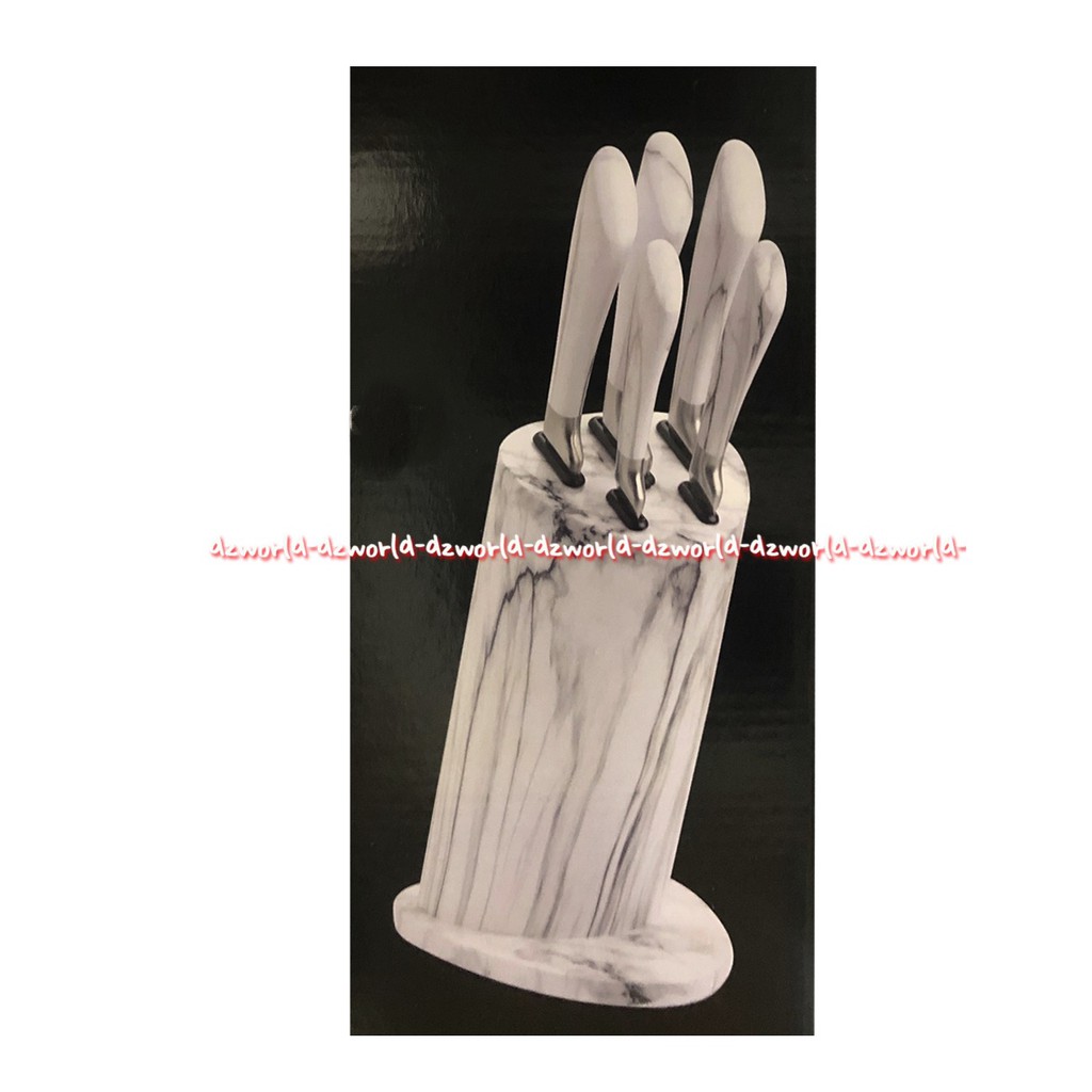 Culinart Knife Block Set Pisau Dengan Tempat Tatakan Bahan Marbel Keramik 6pcs Culin Art Pisau Dapur Bahan Merbel