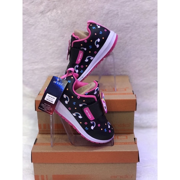 Sepatu sneaker anak cewek ANDO ELINA VELCRO sz 29-32