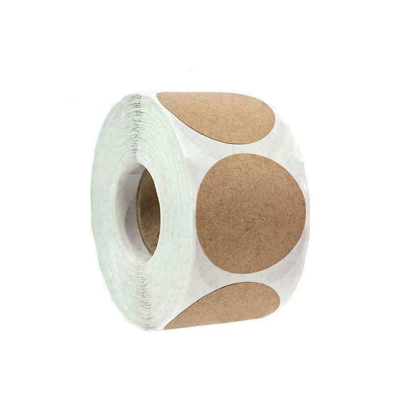 500pcs/Roll Kraft Label/ Round Adhesive Blank Stickers/ DIY Handmade Thank You Tags/ Gift Envelope Sealing Stationery Stickers