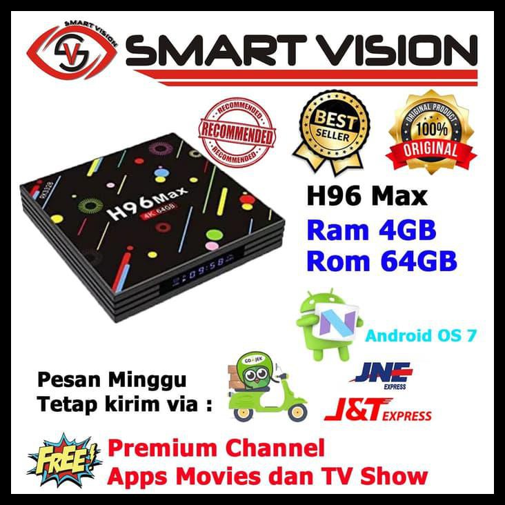 Android Tv Box H96 Max, Rk3328, Quad-Core, 4/64Gb Android 7.1 Terbaru Kode 934