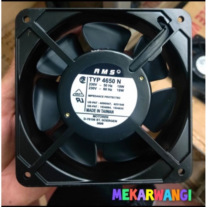 kipas panel fan AC 220V merek AMS UKURAN 12CM X12CM TEBAL 3,8CM BODY BESI Original