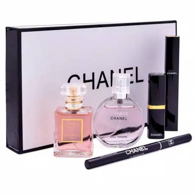 PAKET MAKE UP CHANEL SET 5IN1 / 5 IN 1 / CHANEL MAKEUP SET