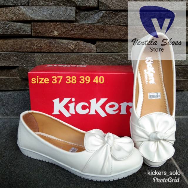 SEPATU BUNGA Sepatu cewek Kicker CAntik bunga putih terlaris solo - Ventela Shoes Store