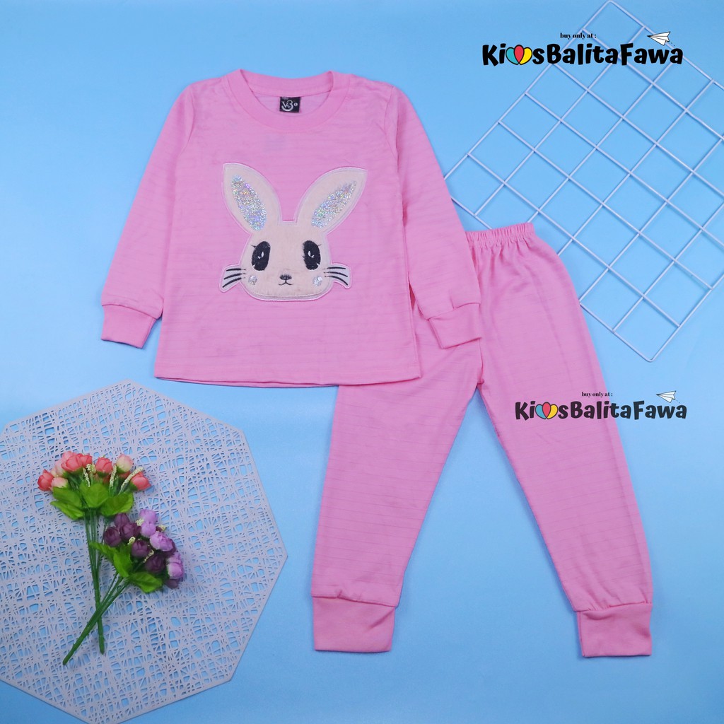 Set Bunny Kids uk Bayi-10 Tahun / EXPORT PREMIUM Setelan Karakter Kaos Piyama Tidur Anak Perempuan