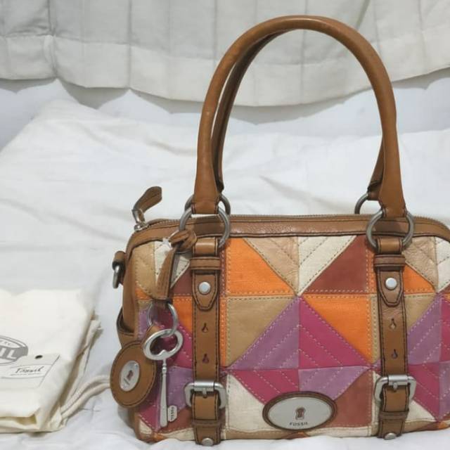 Tas Fossil preloved second maddox patchwork wisma original