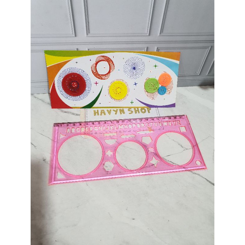 garisan rotary bunga/pattern ruler design/spirograph geometrik ruler/penggaris rotari-2