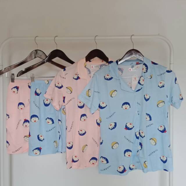 BAJU TIDUR IMPORT MOTIF CHIBI MARUKO CHAN FIT TO L BAHAN SPANDEK IMPORT
