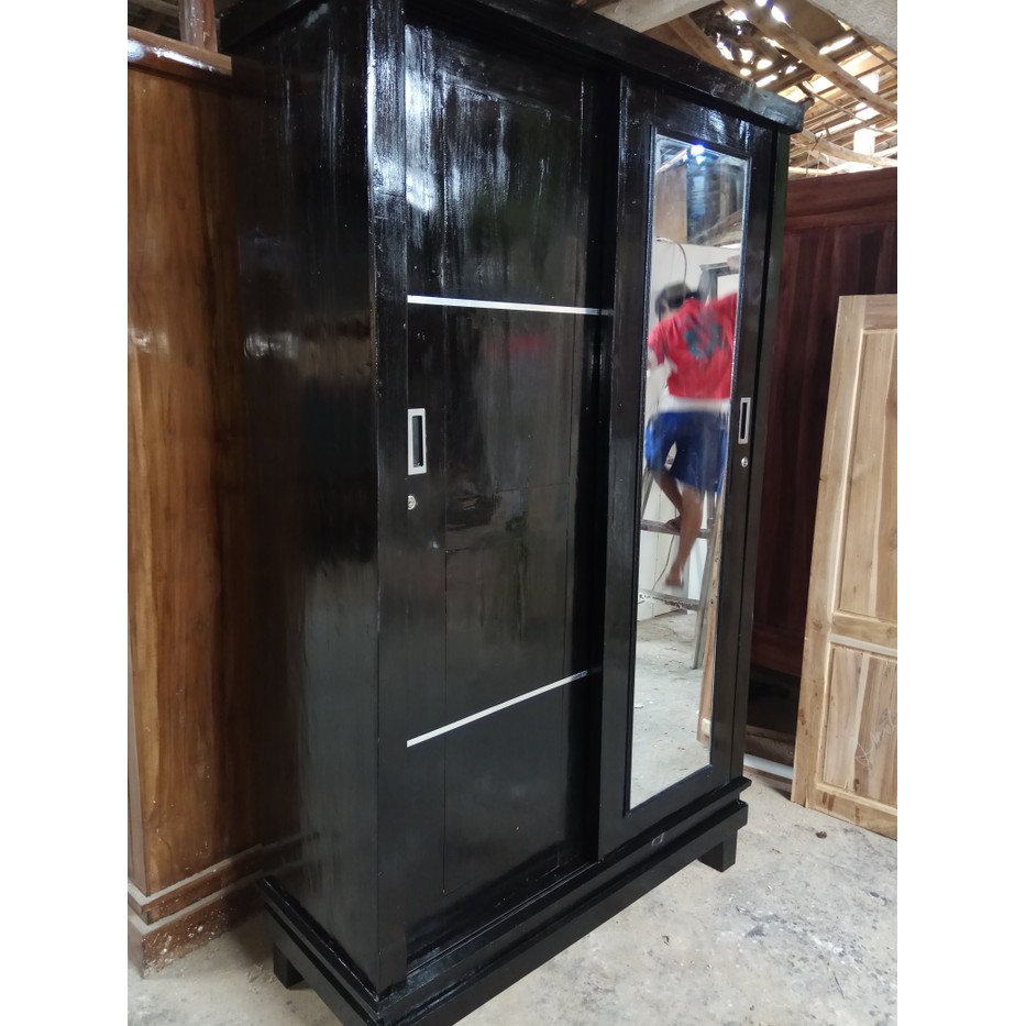 lemari pakaian jati 2 pintu sliding/geser