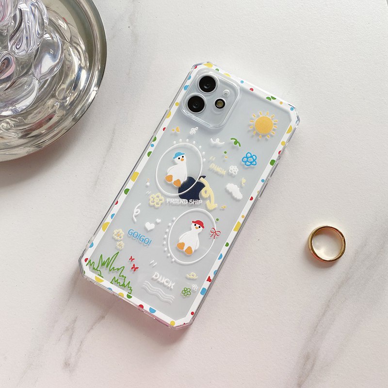 Cute Duck Doll Soft Case OPPO A31 A53 A33 2020 A3S C1 F9 Pro F11 A52 A92 A54 A93 A74 A15 A15S Clear Casing VIVO Y11 Y12 Y12i Y15 Y17 Y20 Y12S Y50 Y30 S1 V20 SE V21 Y19