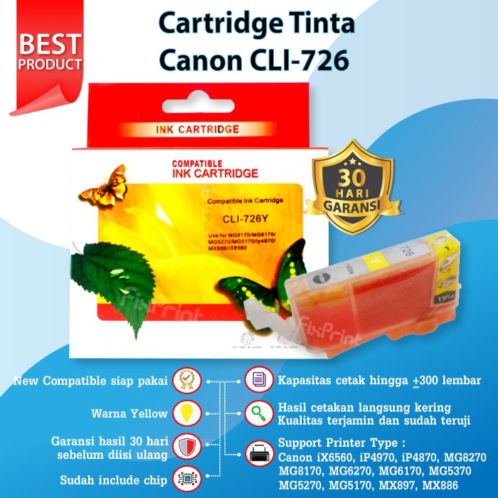 Cartridge Tinta Canon PGI 725 Black CLI 726 Color PGBK CLI 726 Printer iX6560 iP4870 MG5170 MX886