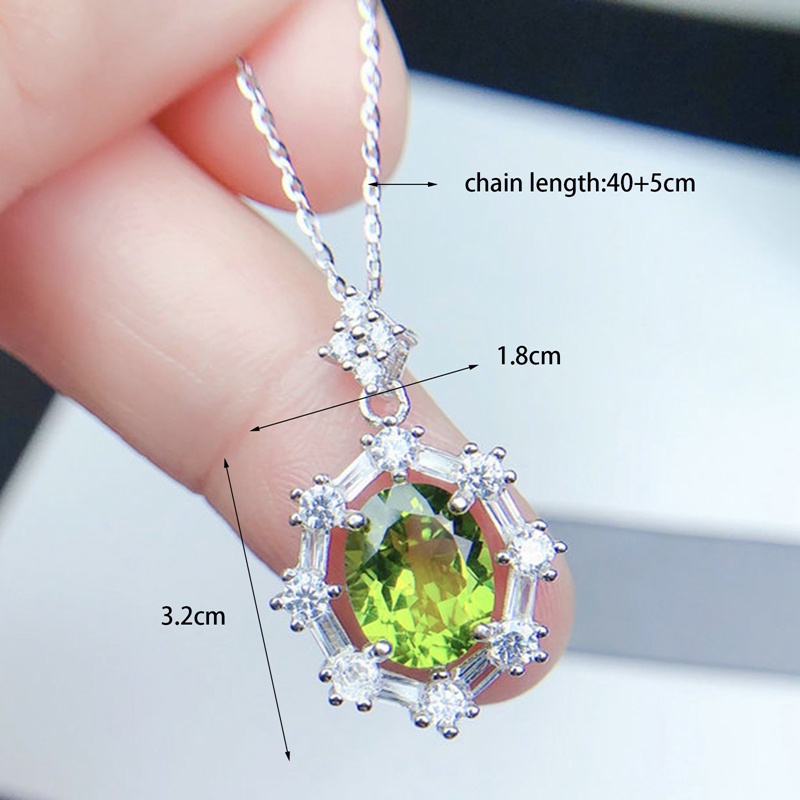 Kalung Dengan Liontin Bentuk Geometri Oval Bahan Cubic Zirconia Untuk Wanita