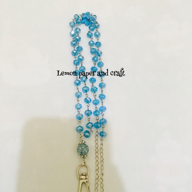 

Tali id card mote crystal warna biru